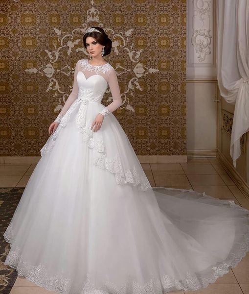 Abito da ballo manica lunga organza bianca taglie forti Abiti da sposa principessa Abiti da sposa abiti da noiva 2019 Abiti Zuhair Murad