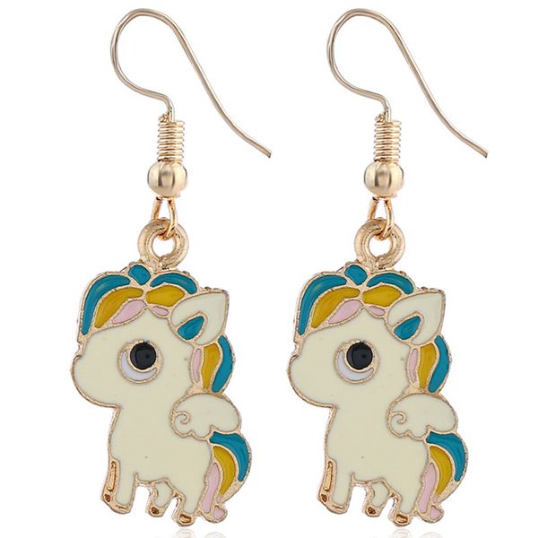 

new mongol coloured unicorn earrings fashion animal lovely oil tianma earrings, Golden