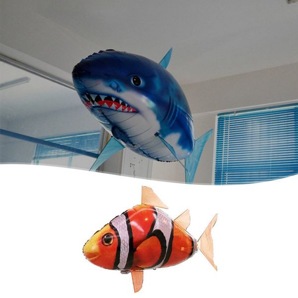 

the remote controlled fish blimp suspension flying shark toy remote control inflatable flying fish hs clown fish