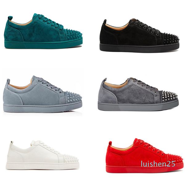 

designer shoes red bottom junior studded spikes sneakers mens real leather trainers party shoes us 5-12.5 llll25, Black