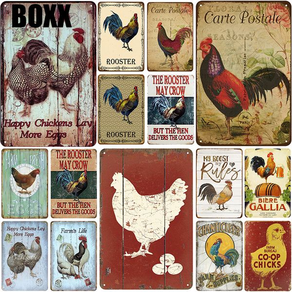 

chicken plaque metal vintage tin sign pin up shabby chic decor metal signs vintage bar decoration metal poster pub room decor plate