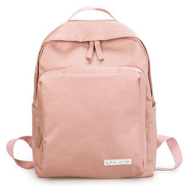

jhd-solid color canvas casual female bag college wind backpack simple large capacity backpack