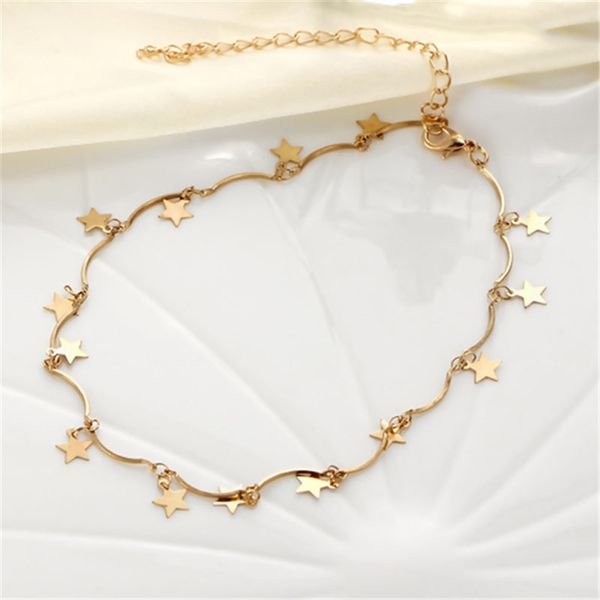 

galaxy choker necklace iron alloy gold & arc pentagram star chain necklaces for women jewelry gift 30cm long, 1 pc, Blue;slivery