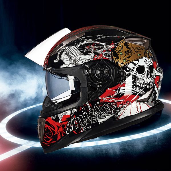 

electric motorcycle helmet male full helmet personality cool double lens locomotive full cover running anti-fog volledige