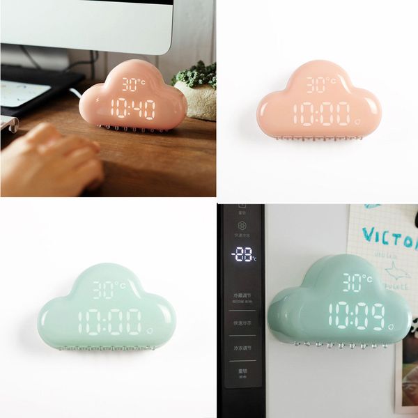 

multifunction cartoon cloud alarm clock temperature lamp cute usb charge clock