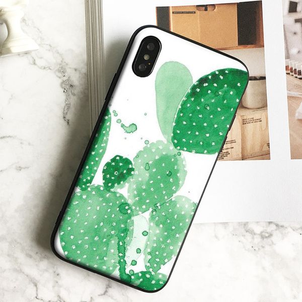 

coque роскошный акварельный кактус cacti чехол для телефона iphone 11 pro xs max xr 8 7 6s plus 5 se case мягкий черный силиконовый чехол tp