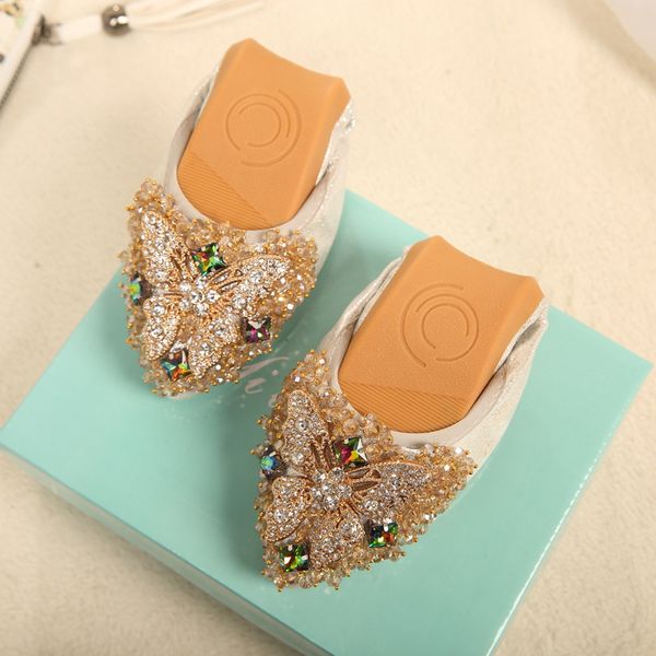 

designer travel prom flats metal buckle ballet loafers fashion rhinestone women soft bees wedding party shoes q-607, Black