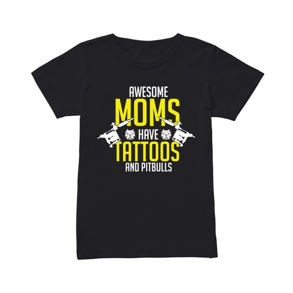 

brand awesome moms have tattoos and pitbulls shirt summer 2019 men's short sleeve t-shirt, White;black