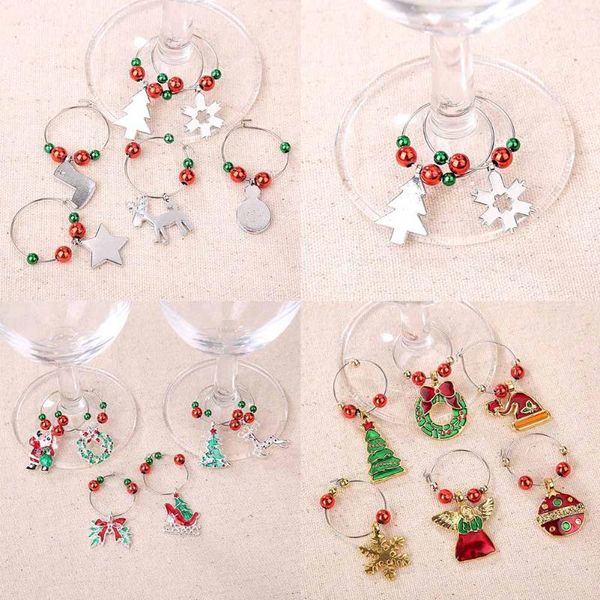 

christmas wine glass decoration charms party new year cup ring table decorations xmas pendants decoracion navidad