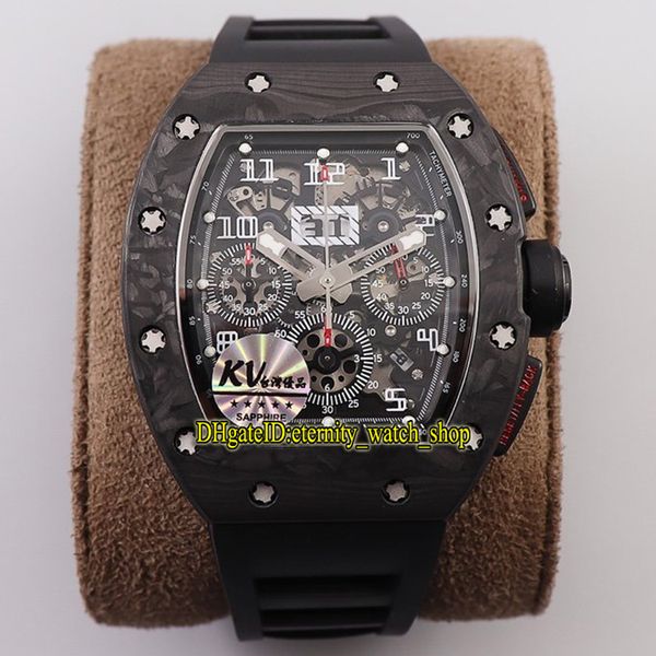 

v2 upgrade version kvf rm011 ntpt carbon fiber case flyback chrono eta a7750 automatic chronograph 11-03 011 mens watch satch watches kv, Slivery;brown