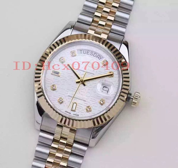 

men's wristwatch 36mm date 218317 white dial cal. 2836 movement automatic steel jf maker luxury mens watch, Slivery;brown