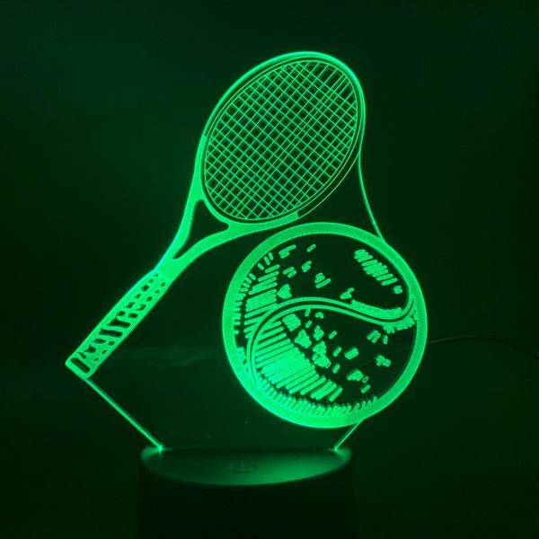 

3d lamp exercise tennis racket color changing with remote unique present for kids led night light lamp for indoor decoration