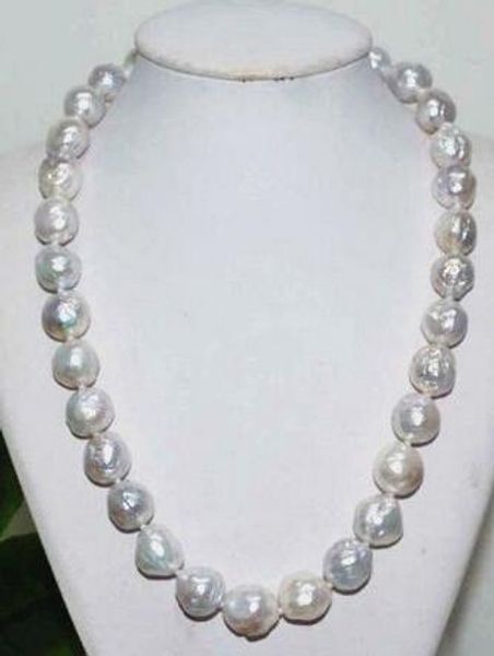 

11-12 mm mar del sur blanco natural collar de perlas, Silver