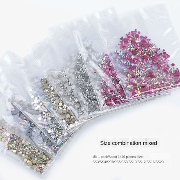 

nail jewelry bags mixed rhinestone mei jia zuan glass ping di zuan rhinestone ab diamond nail tie 1440 a, Silver;gold