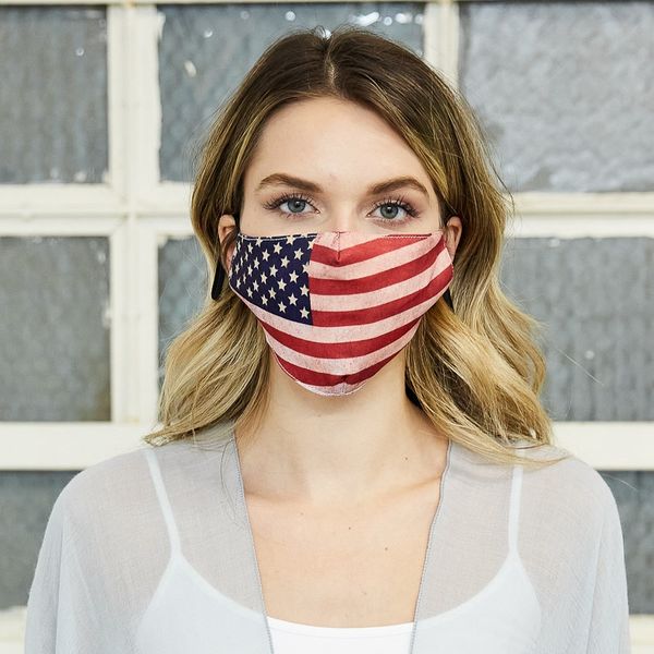 

YM-2009 American Flag 100% cotton Adult Mask Summer Fashion Breathable Dustproof Sunscreen Washable Easy To Breathe Women Men Face Mask