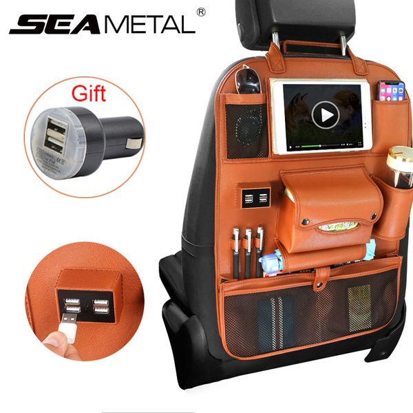 

accessories car seat organizer interior auto back seat storage bag universal travel pocket 4 usb charge mobile phone for kids