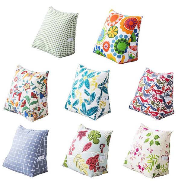

cotton pillow cartoon back cushion bedside cushion soft triangle printed sofa lumbar pillow canvas home decorative