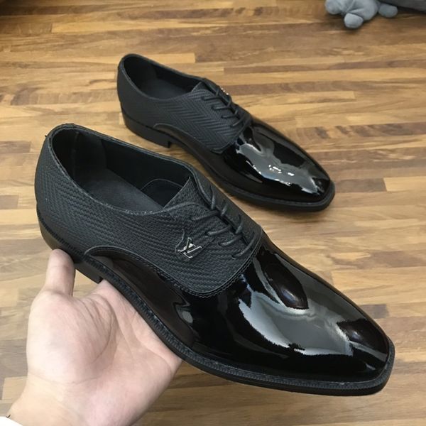 

mens business leather shoes all appropriate popular luxury leather air basketball shoes fashion shoes,with original box,l8, Black