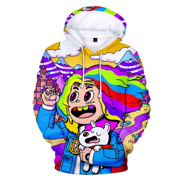 

fashion new rapper 6ix9ine 3d hoodies men/women fall casual sweatshirt tekashi69 3d hoodies, Black