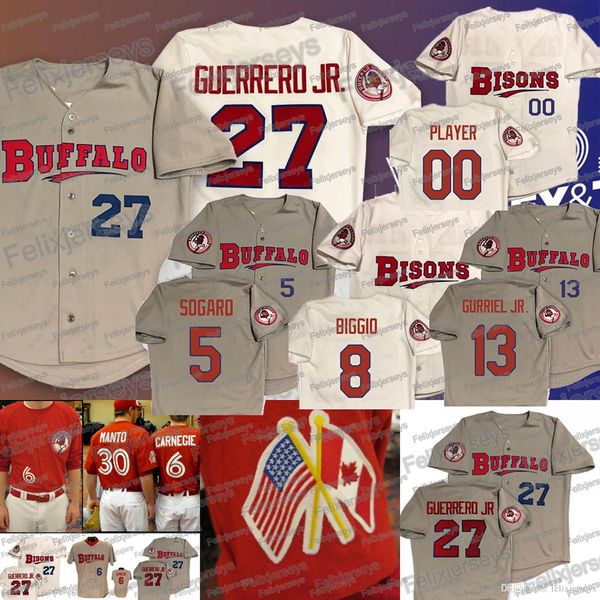 

27 Vladimir Guerrero Jr. Jersey Buffalo Bisons Baseball Jerseys Cavan Biggio Jonathan Davis Lourdes Gurriel Jr. Eric Sogard Patterson