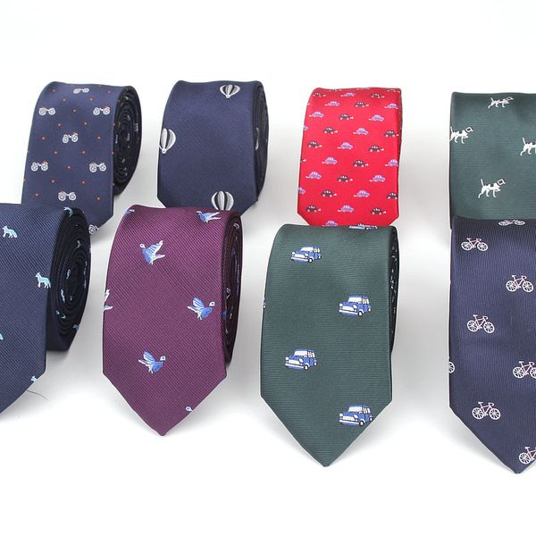 

2018 brand new tie for men polyester jacquard animal necktie for wedding business suits 6cm skinny dot neck ties slim gravatas, Blue;white