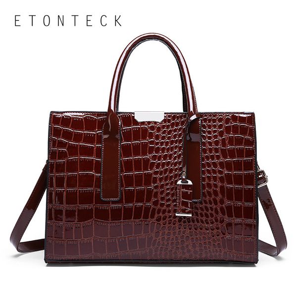 

new women bags crocodile patent leather handbags tassel shoulder crossbody bag bloso messenger tote bags