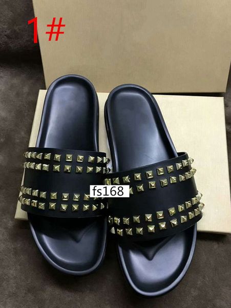 

donna studded willow nail slippers designer willow nails soft bottom rubber slippers men rivet spikes flat slipperswith boxs, Black