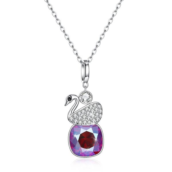 

exquisite lady crystals from austria necklaces 925 sterling silver swan pendant women party necklaces rhinestone jewelry gift