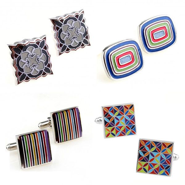 

fashion colorful enamel epoxy accessory cufflink cuff link, Silver