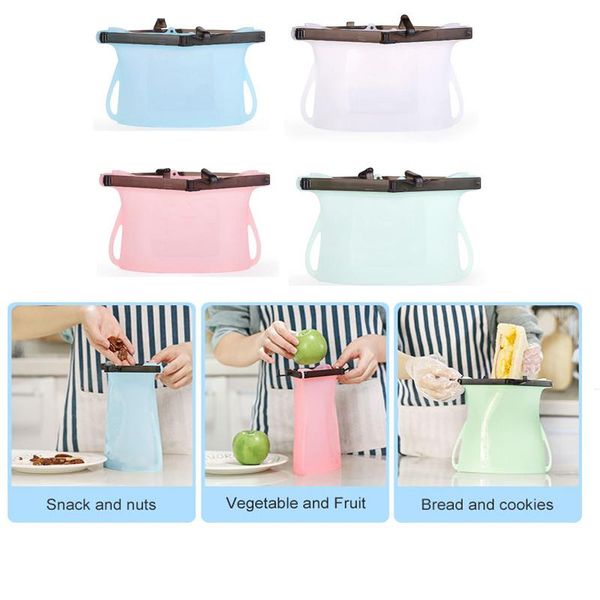

500 ml silicone food preservation bag wholesale custom food safe reusable zip lock fresh storage bags xd23329