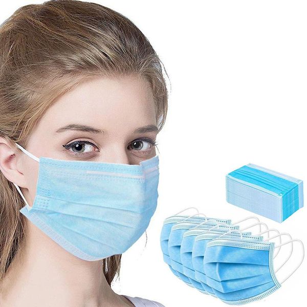 

in stock disposable face mask 3 layer quality assurance mouth mascherine face masks non-wove ply anti-dust dhl shipping