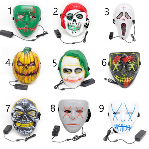 

9 tyle halloween ma k led light up party ma k the purge election year great funny clown ma k fe tival co play upplie glow in dark l