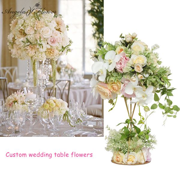 

custom 40 cm artificial orchid wedding table decor flower ball centerpieces with candlestick backdrop table floral +flower stand