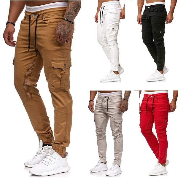 

spot pants spring and summer men's sports woven pockets beam leg casual pants support mixed batch, Black