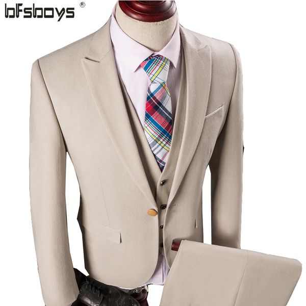 

2016 новая мода мужской досуг однобортный один кнопки рис белый мужчины жениться платье костюм (куртка + брюки + жилет) 970, White;black