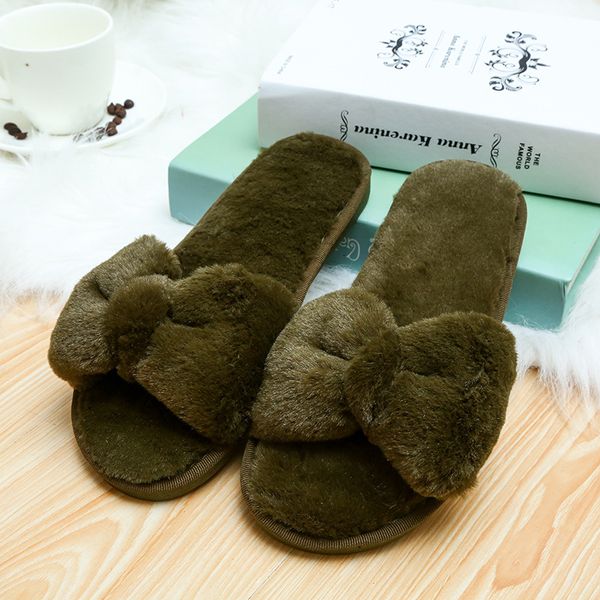 

winter women house slippers faux fur fashion warm shoes woman slip on flats female slides black pink cozy home furry slippers