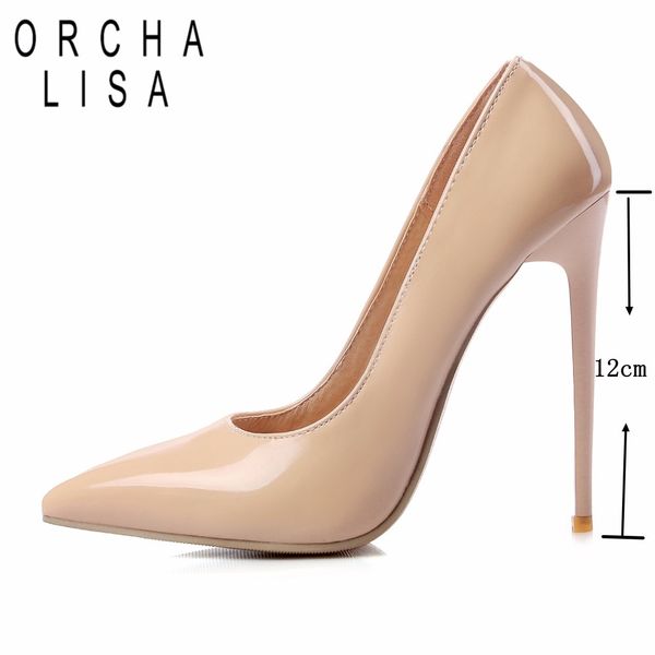 

orcha lisa 12cm shallow thin high heels pumps dress party office lady's pumps pointed toe summer women shoes stilettos mujer, Black