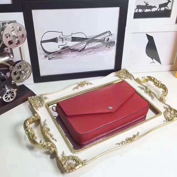 

3pcs felicie wallet luxury l plaid women wallet nicolas ghesquiere fashion exotic bags clutches evening chain wallets pochette purse #4693