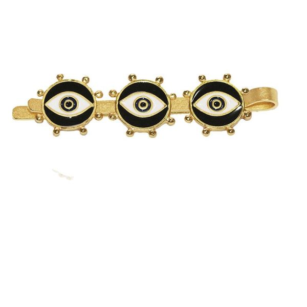 

2019 new black gold evil eye hair clips for women vintage punk evil eye hairpins party hair accessories jewelry gift, Golden;white