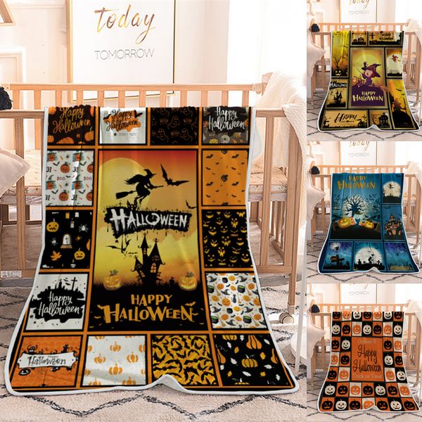 

4styles halloween blankets single plush digital printed air conditioner designer blanket kids pumpkins cloak cape shawl wholesalejy762