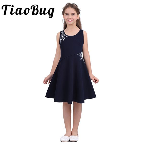 

tiaobug flower girls dresses sleeveless rhinestones embellished children's clothing party princess kids first communion dresses, Red;yellow