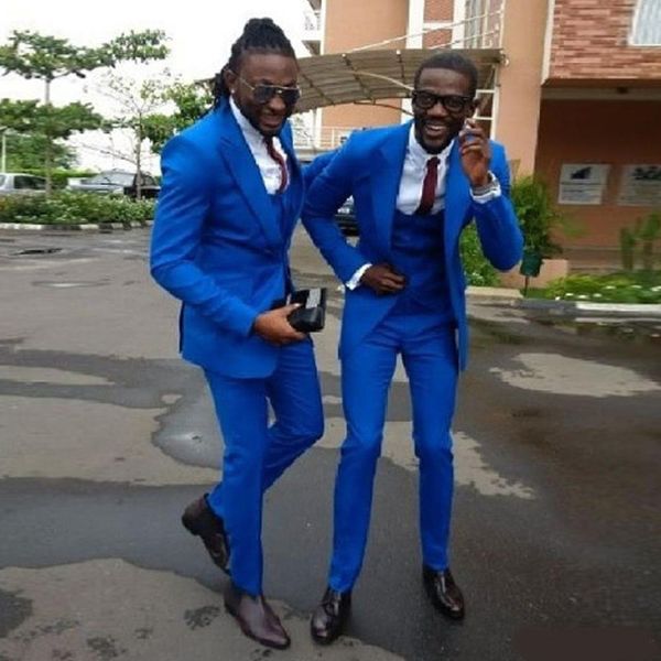 

fashion blue three pieces suit for groom wear notched lapel formal prom suits slim fit wedding tuxedos, Black;gray