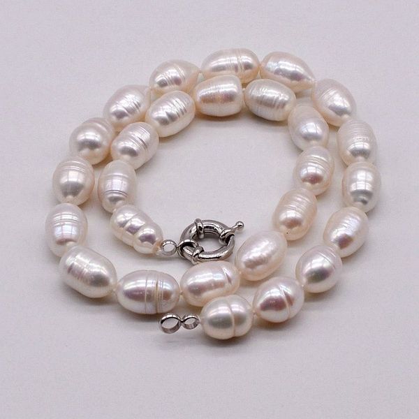 

oval pearl necklace, natural freshwater pearl, women's pearl necklace, women's decorations, Silver