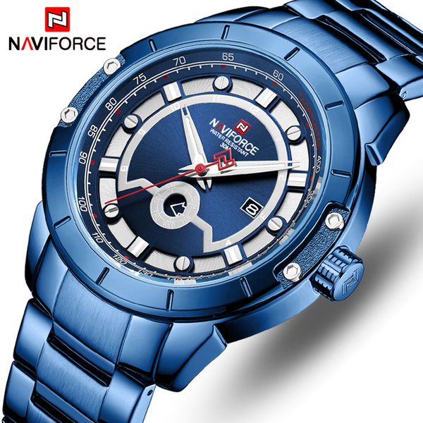 

naviforce men watch fashion waterproof quartz man watches calendar sports analog male clock, Slivery;brown