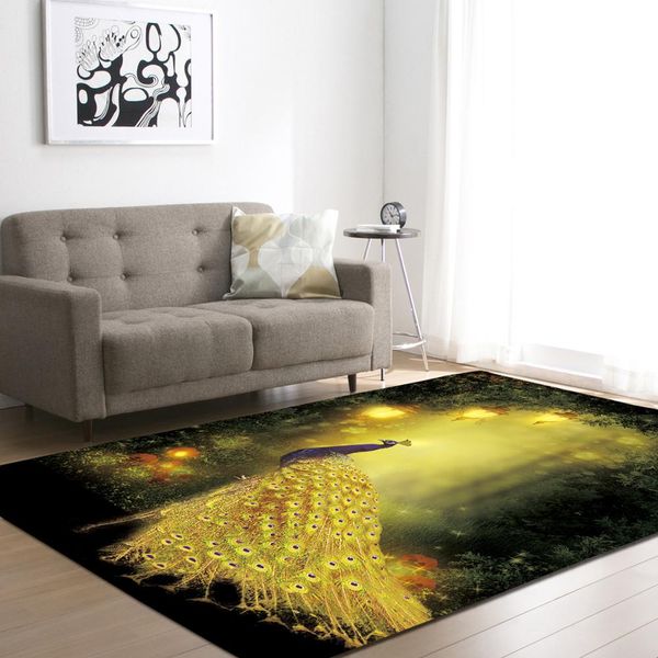 

nodic peacock 3d effect print modern carpet for living room bedroom area rug blanket kid play game pad floormat home decor