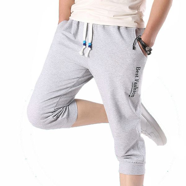 

2019 summer mens sweatpants joggers men cotton casual slim calf-length trousers men cool youths pants, Black