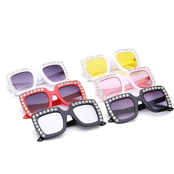 

kids' sunblock kids children sparkling crystal sunglasses oversized square bling rhinestone novelty shades fashion girls sun glasses, Blue