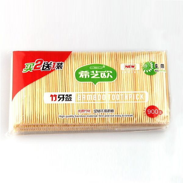 

new double bamboo oral care toothpick wooden green natural pointed #25