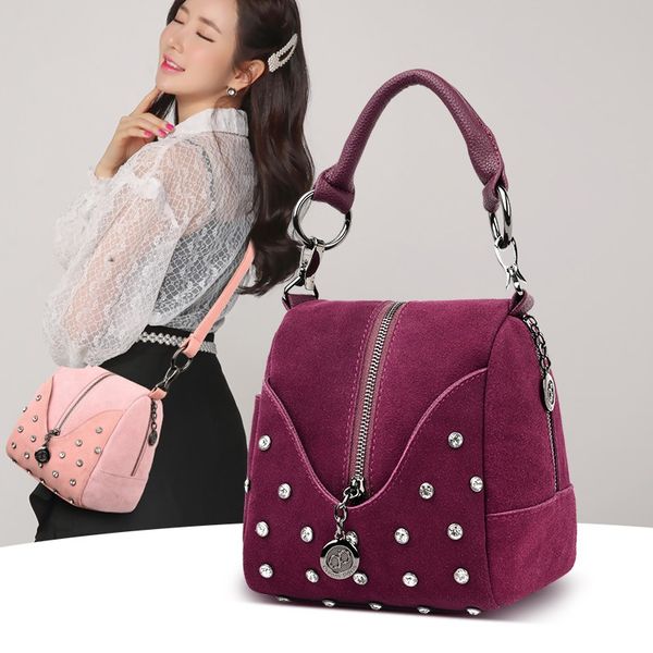 

2020 vintage black leather fashion ladies handbag ladies shoulder bag rivet little handbag