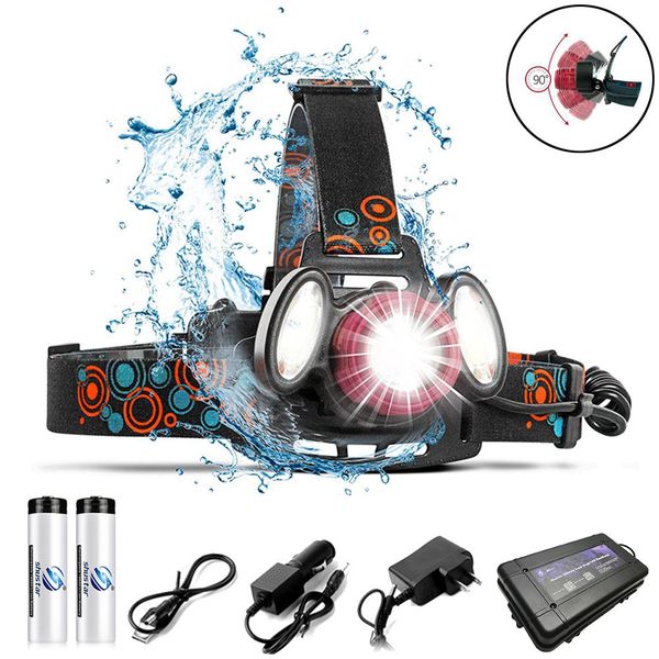 

super bright led headlamp t6+cob led headlight 4 lighting modes zoomable for fishing, night riding, camping, adventure, etc